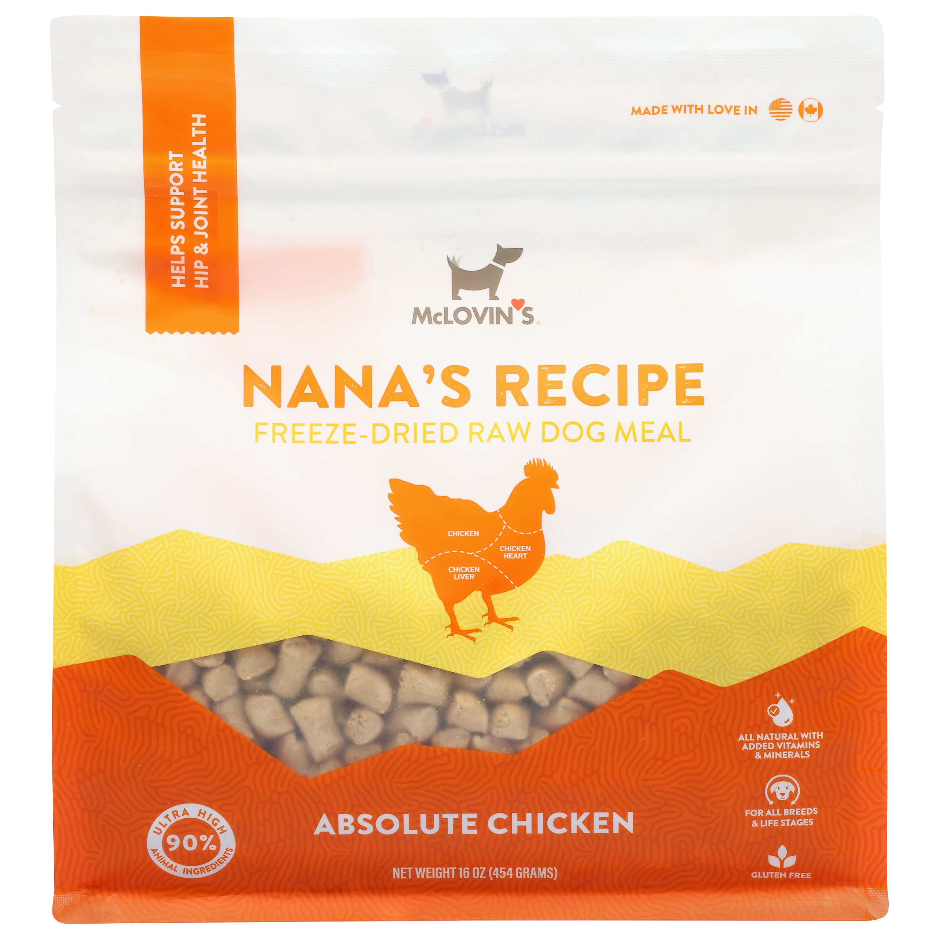 McLovin's Raw Freeze-Dried Absolute Chicken Dog Meal 16 oz - Case of 6