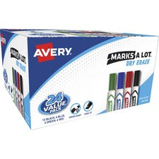 Avery&reg; Marks A Lot Desk-Style Dry-Erase Markers [MARKER;DRYERASE;CHISEL;24PK-BX]