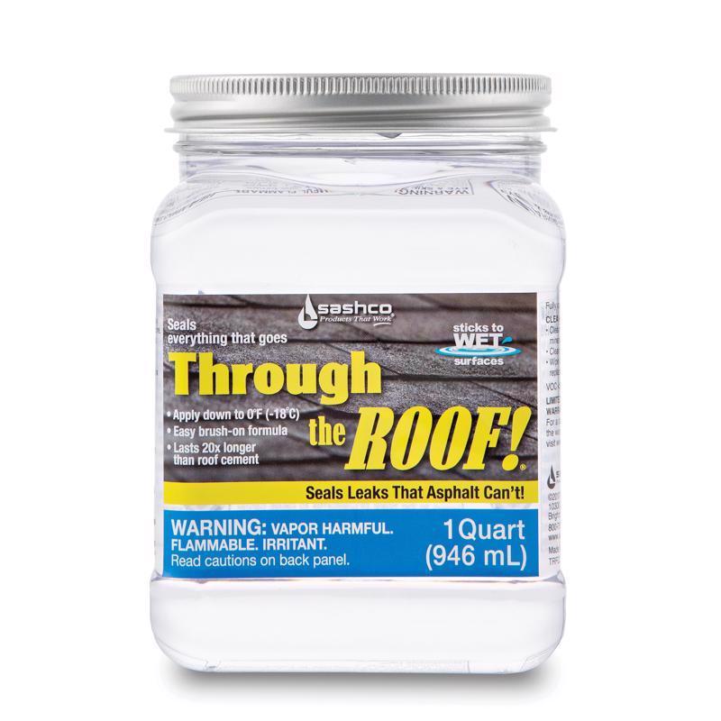THROUGH THE ROOF - Sashco Through The Roof Gloss Clear Synthetic Rubber Roof Sealant 1 qt - Case of 6 [14003]