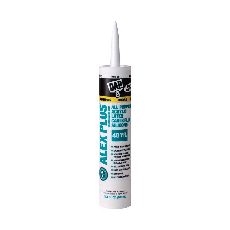 ALEX PLUS - DAP Alex Plus White Acrylic Latex All Purpose Caulk 10.1 oz - Case of 12