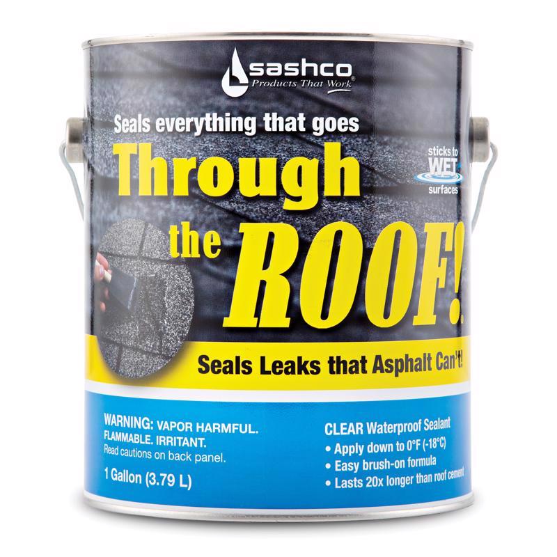 THROUGH THE ROOF - Sashco Through The Roof Gloss Clear Synthetic Rubber Roof Sealant 1 gal - Case of 2 [14024]
