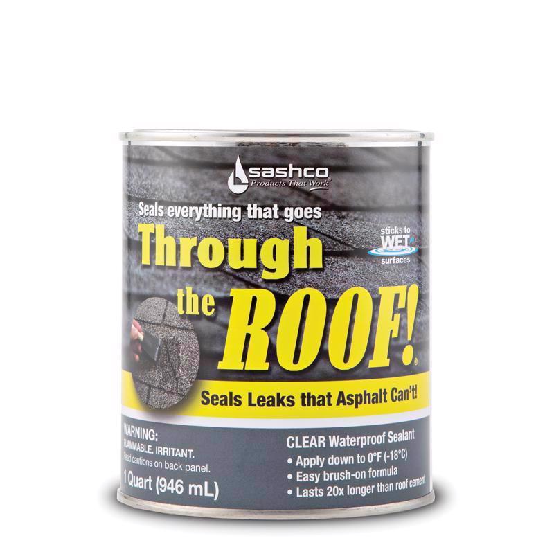 THROUGH THE ROOF - Sashco Through The Roof Gloss Clear Synthetic Rubber Roof Sealant 1 qt - Case of 6 [14023]