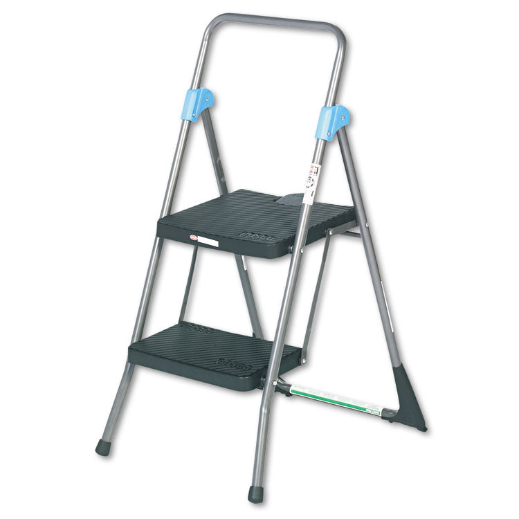 Cosco - Commercial 2-Step Folding Stool, 300 lb Capacity, 20.5 x 24.75 x 39.5, Gray