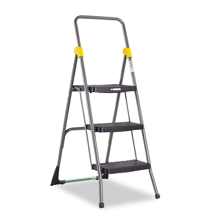 Cosco - Commercial 3-Step Folding Stool, 300 lb Capacity, 20.5 x 32.63 x 52.13, Gray