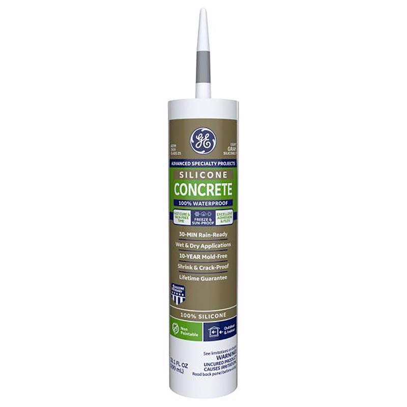 SILICONE II - GE Advanced Light Gray Silicone 2 Concrete and Masonry Caulk Sealant 10.1 oz - Case of 12