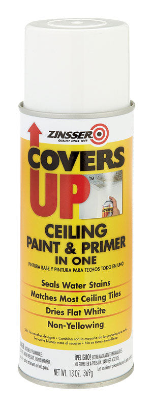 COVERS UP - Zinsser Covers Up White Flat Solvent-Based Acrylic Ceiling Paint and Spray Primer 13 oz - Case of 6