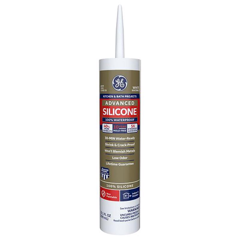SILICONE II - GE Advanced White Silicone 2 Kitchen and Bath Caulk Sealant 10.1 oz - Case of 12