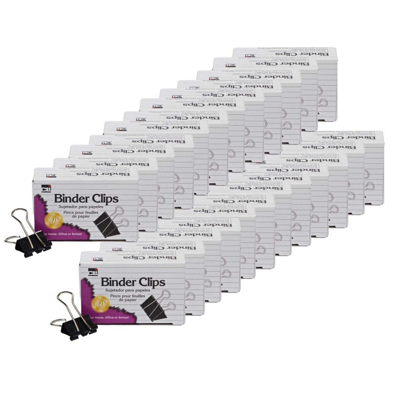 CHARLES LEONARD - Binder Clips, Medium, 5/8" Capacity, 12 Per Box, 24 Boxes