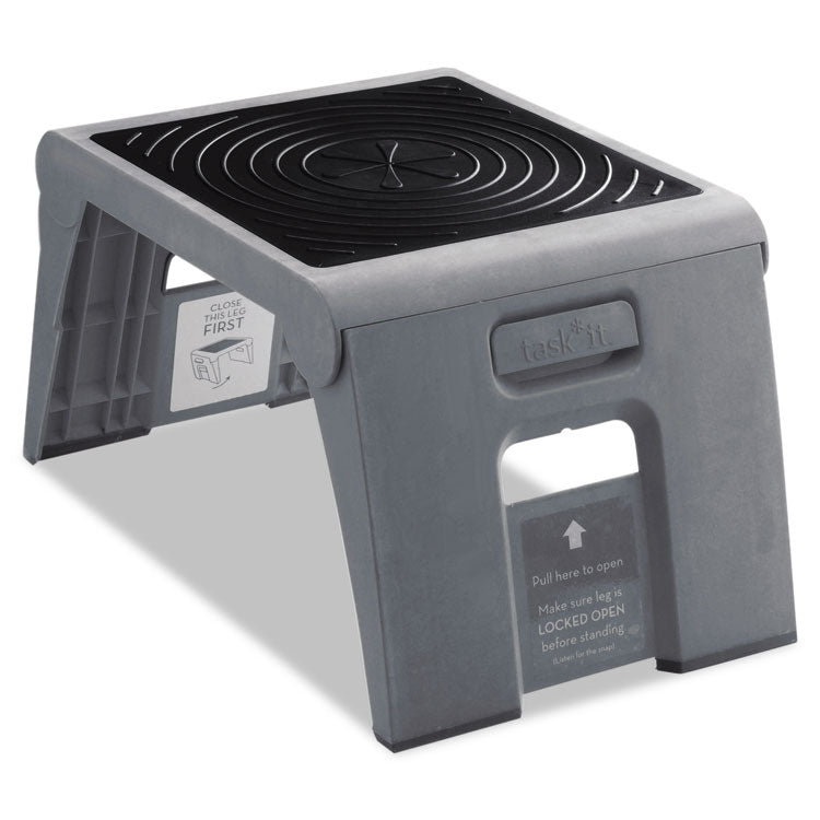 Cramer - Folding Step Stool, 1-Step, 300 lb Capacity, 14 x 11.25 x 9.75, Slate