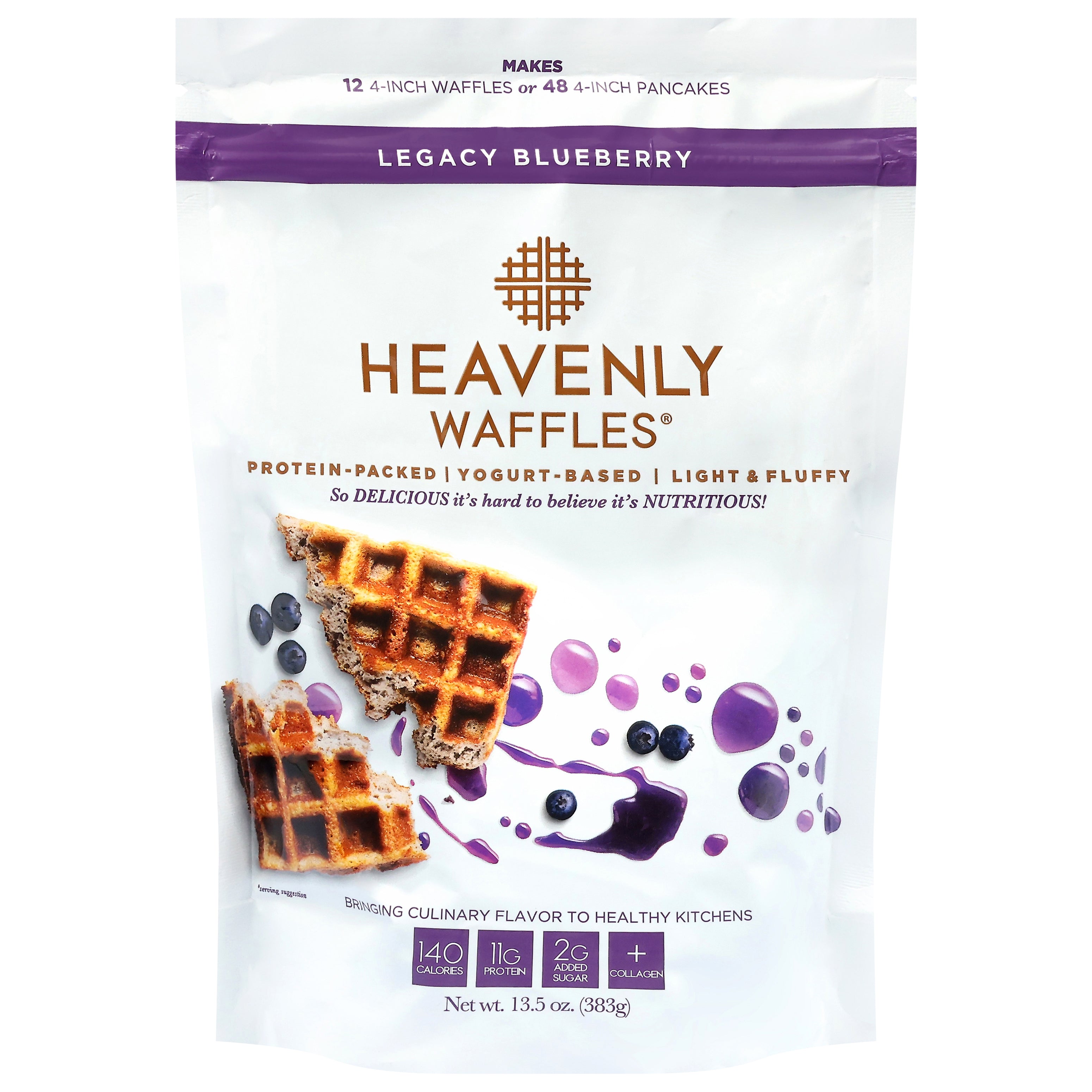 Heavenly Waffles Legacy Blueberry Waffle Mix 13.5 oz - Case of 6