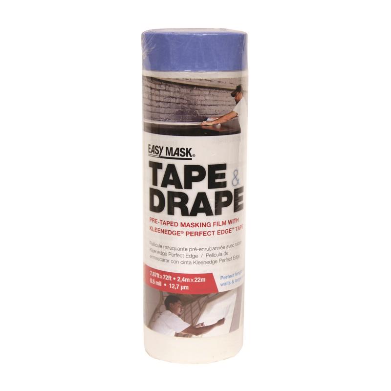 EASY MASK - Easy Mask Tape & Drape 8 ft. W X 72 ft. L X 0.5 mil Plastic Pre-Taped Painter's Plastic 1 pk