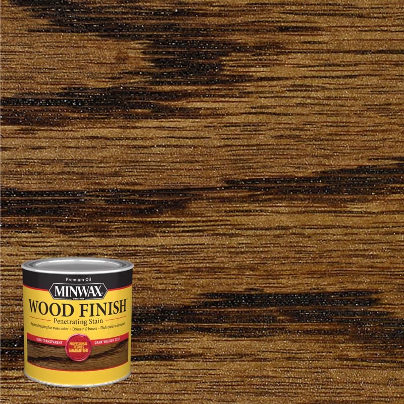 MINWAX - Minwax Wood Finish Semi-Transparent Dark Walnut Oil-Based Penetrating Wood Stain 0.5 pt - Case of 4