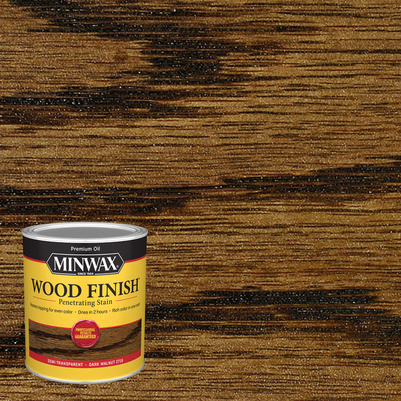 MINWAX - Minwax Wood Finish Semi-Transparent Dark Walnut Oil-Based Penetrating Wood Stain 1 qt - Case of 4