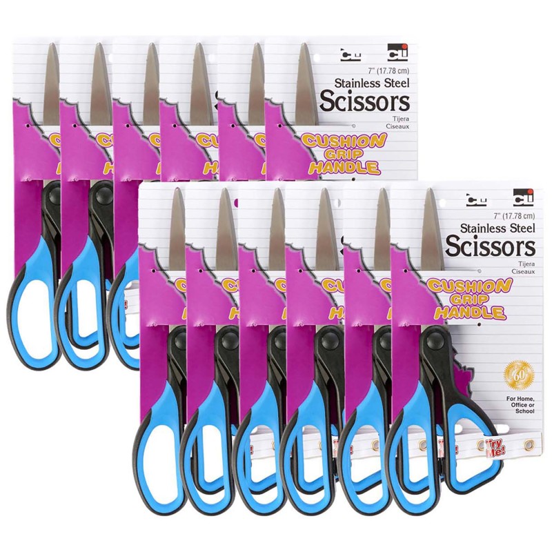 CHARLES LEONARD - Cushion Grip 7" Scissors, Straight, Pack of 12