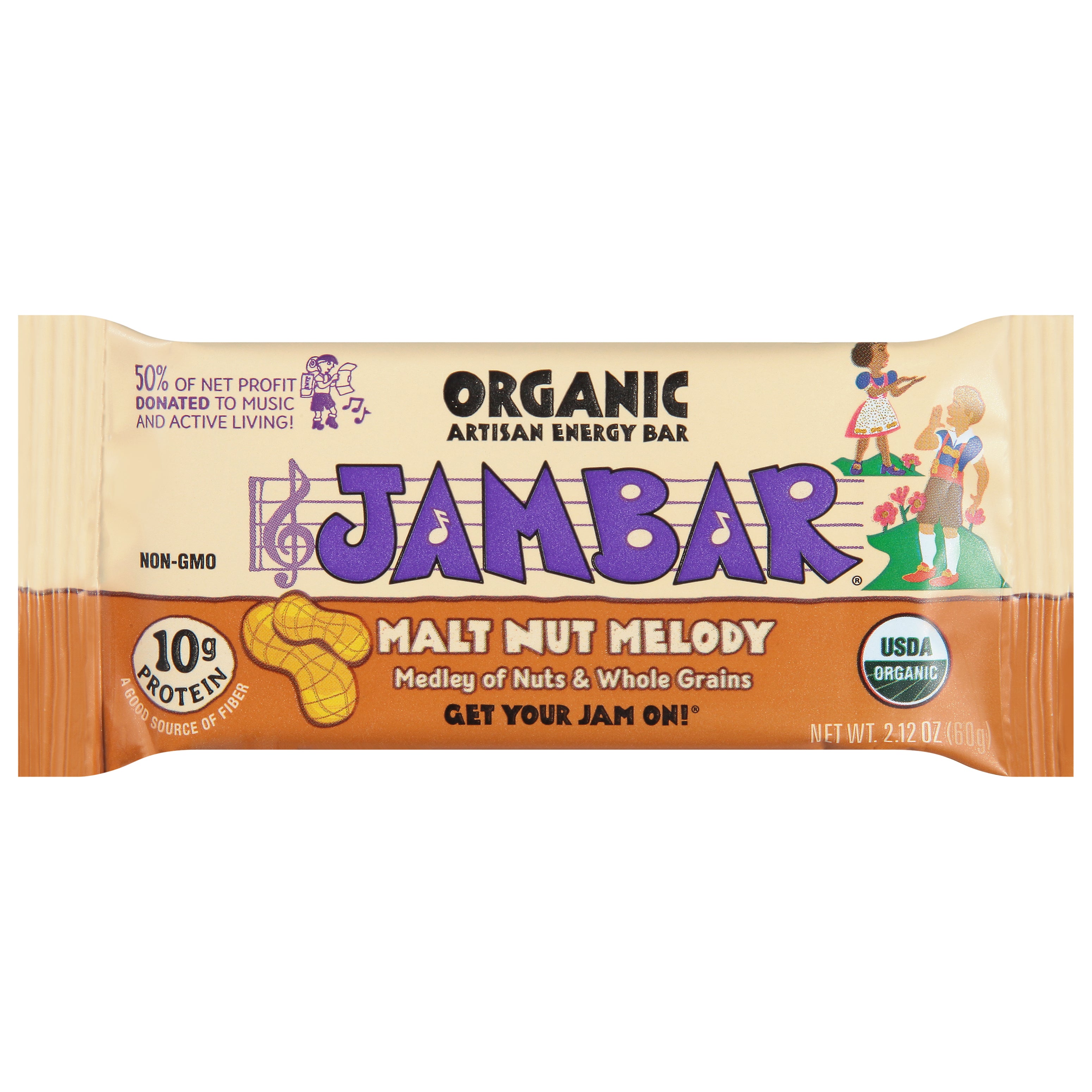 Jambar Organic Artisan Malt Nut Melody Energy Bar 2.12 oz - Case of 12