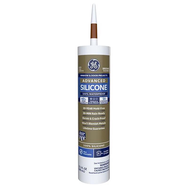 SILICONE II - GE Advanced Brown Silicone 2 Window and Door Caulk Sealant 10.1 oz - Case of 12