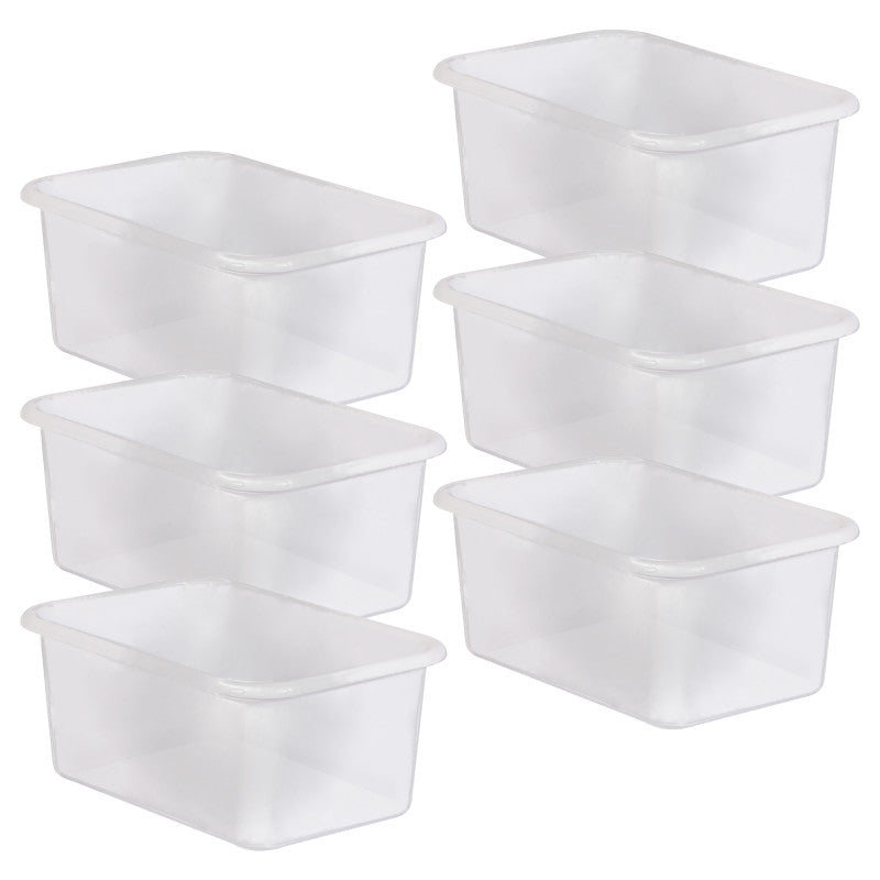 TEACHER CREATED RESOURCES - Small Plastic Storage Bin, Clear, Pack of 6