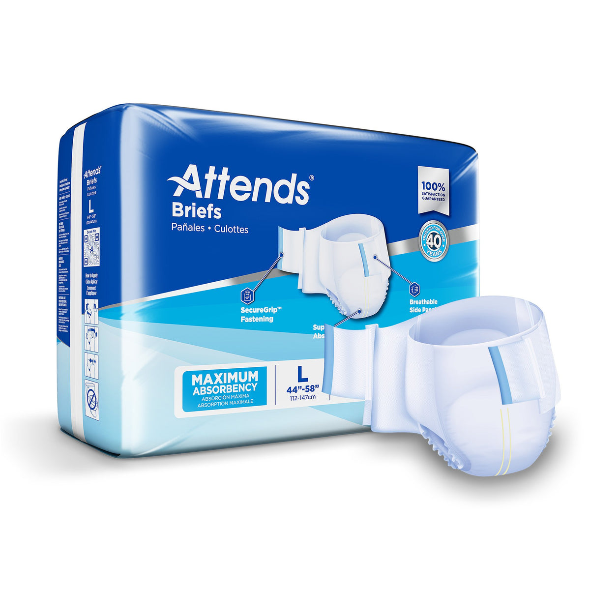 Attends Healthcare Products - Unisex Incontinence Brief Attends® Large Disposable Heavy Absorbency [24/BG]