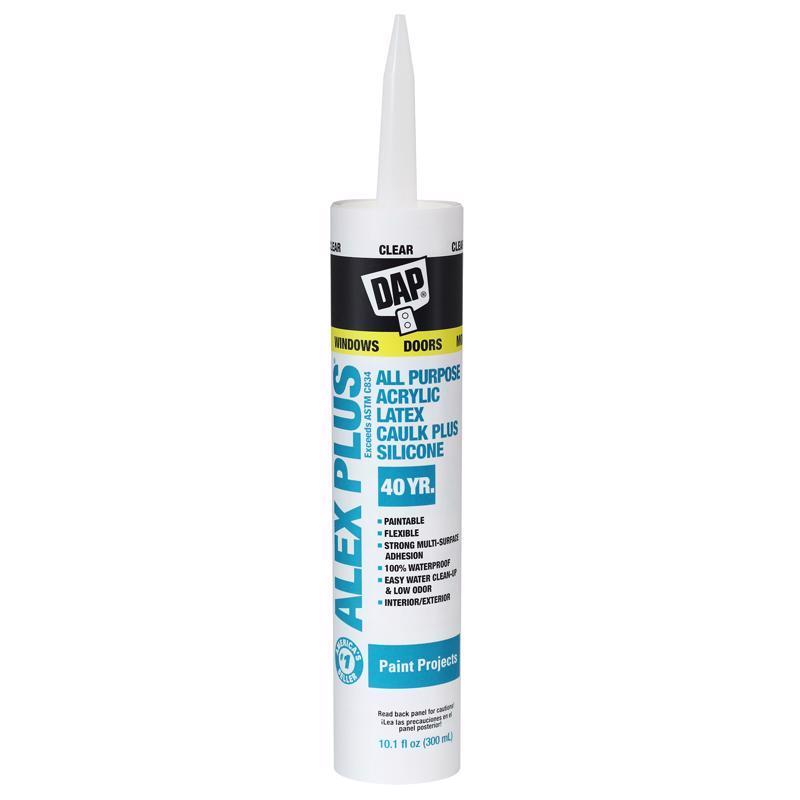 ALEX PLUS - DAP Alex Plus Clear Acrylic Latex All Purpose Caulk 10.1 oz - Case of 12