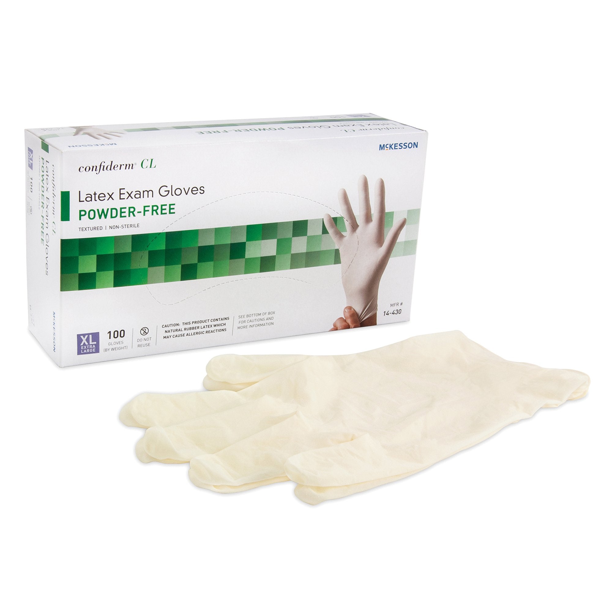 McKesson Brand - Exam Glove McKesson Confiderm® X-Large NonSterile Latex Standard Cuff Length Textured Fingertips Ivory Not Rated [100/BX]