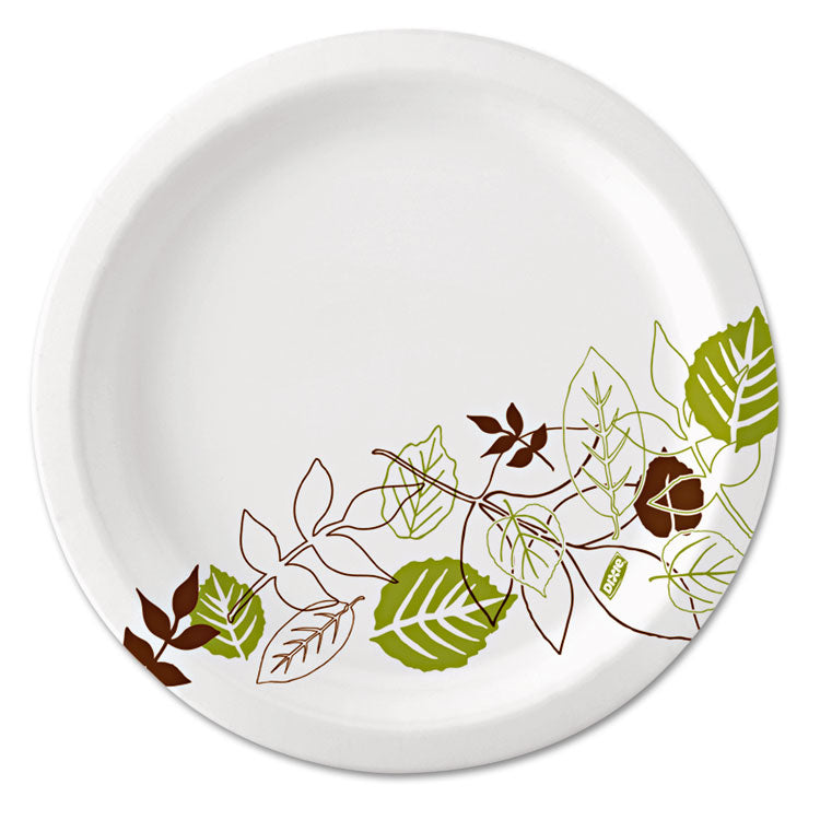 Dixie - Pathways Soak Proof Shield Heavyweight Paper Plates, WiseSize, 10.13" dia, Green/Burgundy, 500/Carton