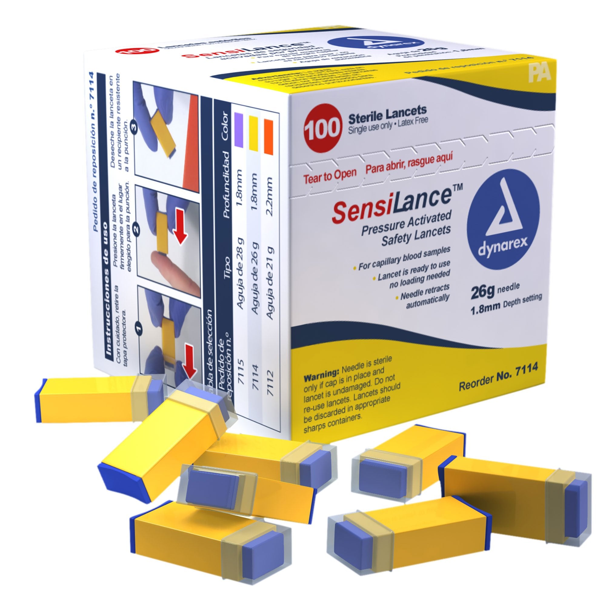 Dynarex - Safety Lancet SensiLance™ 26 Gauge Retractable Pressure Activated Finger [1000/CS]