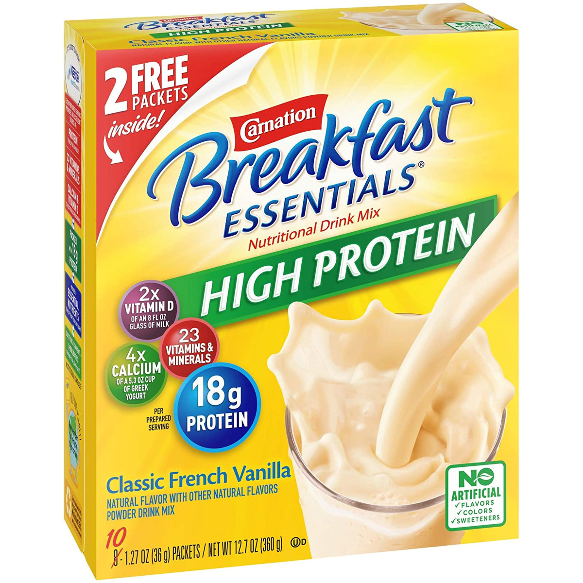Nestle Clinical Nutritional - Oral Supplement Carnation Breakfast Essentials® High Protein Classic French Vanilla Flavor Powder 1.31 oz. Individual Packet [60/CS]