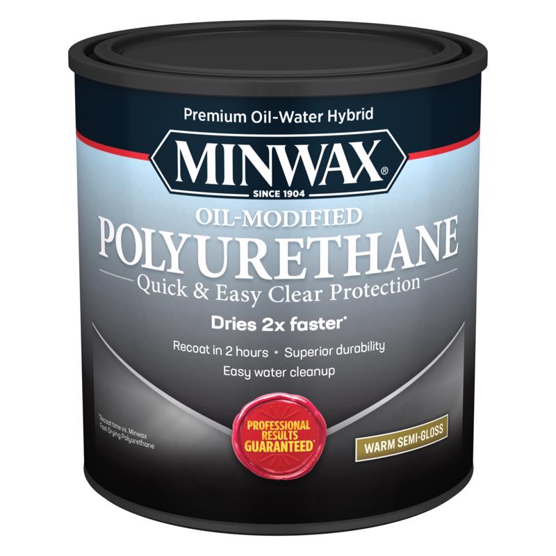 MINWAX - Minwax Water Based Oil-Modified Semi-Gloss Clear Water-Based Oil-Modified Polyurethane 1 qt