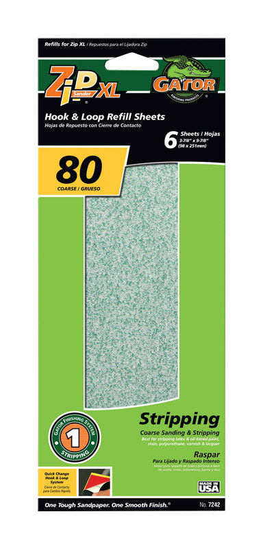 GATOR - Gator Zip XL 9-1/2 in. L X 3-1/2 in. W 80 Grit Aluminum Oxide Sanding Sheet 6 pk - Case of 5