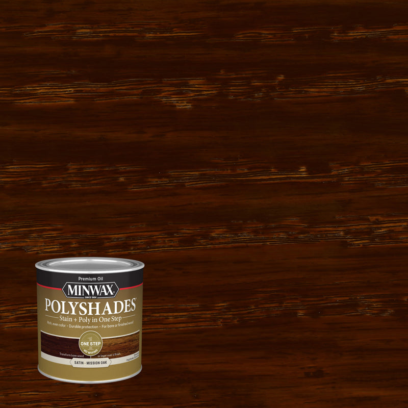 MINWAX - Minwax PolyShades Semi-Transparent Satin Mission Oak Oil-Based Stain/Polyurethane Finish 0.5 pt
