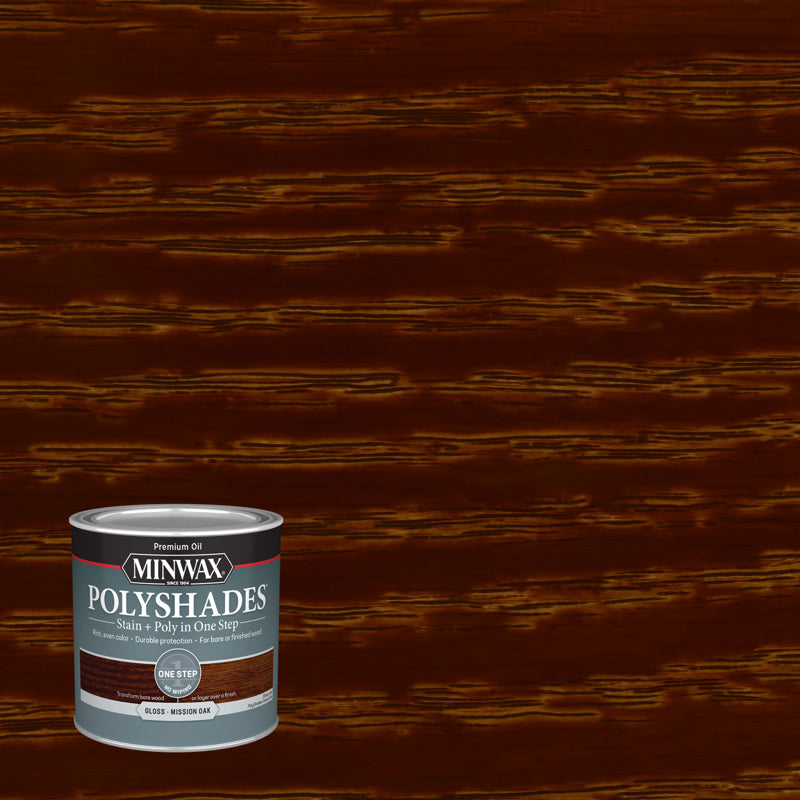 MINWAX - Minwax PolyShades Semi-Transparent Gloss Mission Oak Stain/Polyurethane Finish 0.5 pt - Case of 4