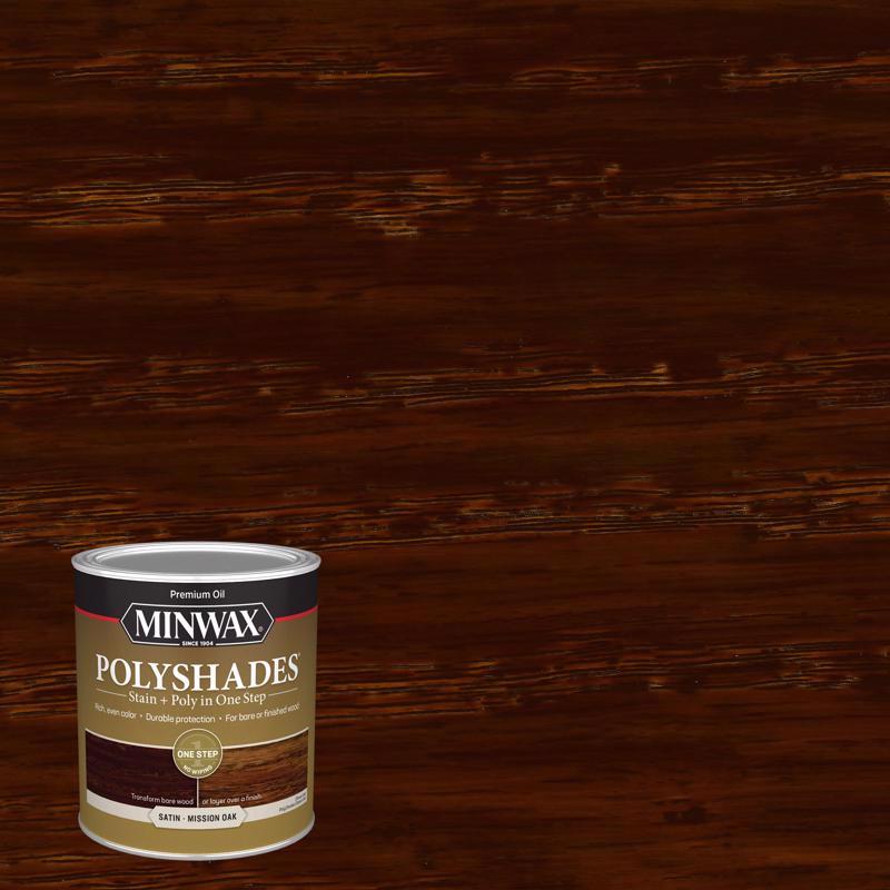 MINWAX - Minwax PolyShades Semi-Transparent Satin Mission Oak Oil-Based Stain/Polyurethane Finish 1 qt