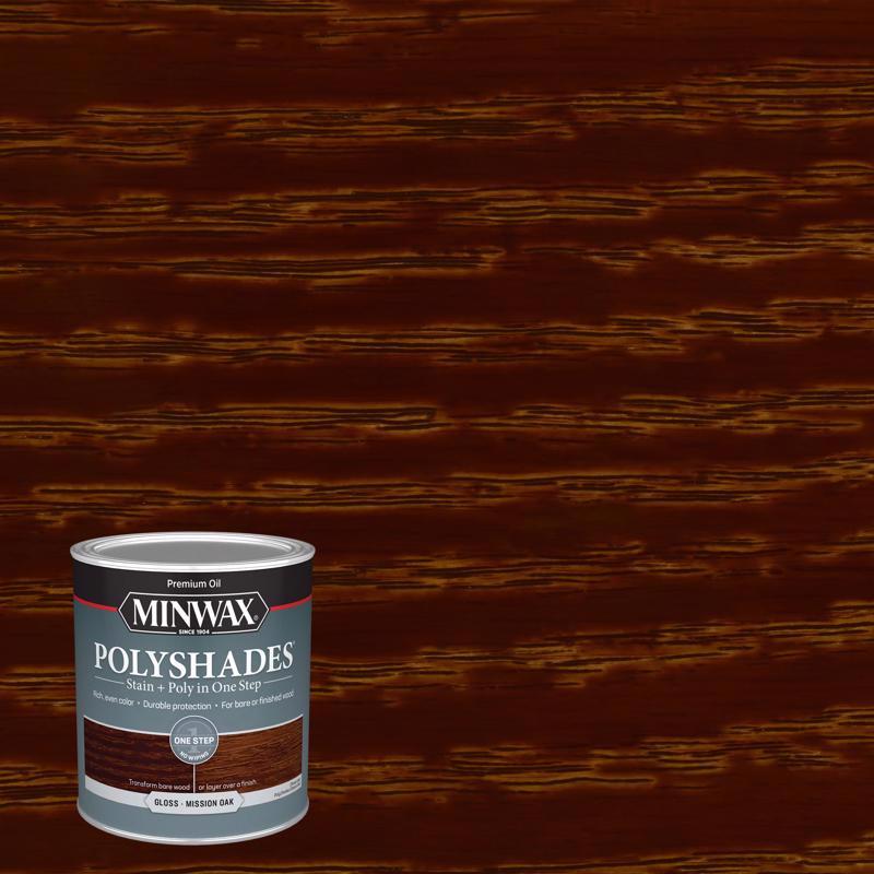 MINWAX - Minwax PolyShades Semi-Transparent Gloss Mission Oak Oil-Based Stain/Polyurethane Finish 1 qt - Case of 4