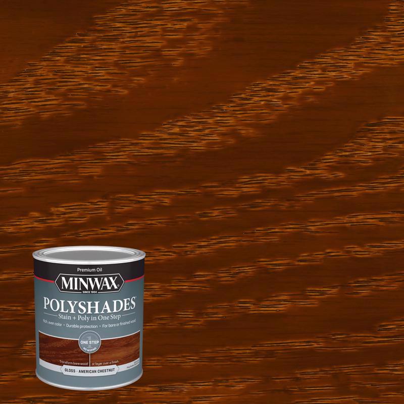 MINWAX - Minwax PolyShades Semi-Transparent Gloss American Chestnut Stain/Polyurethane Finish 1 qt - Case of 4