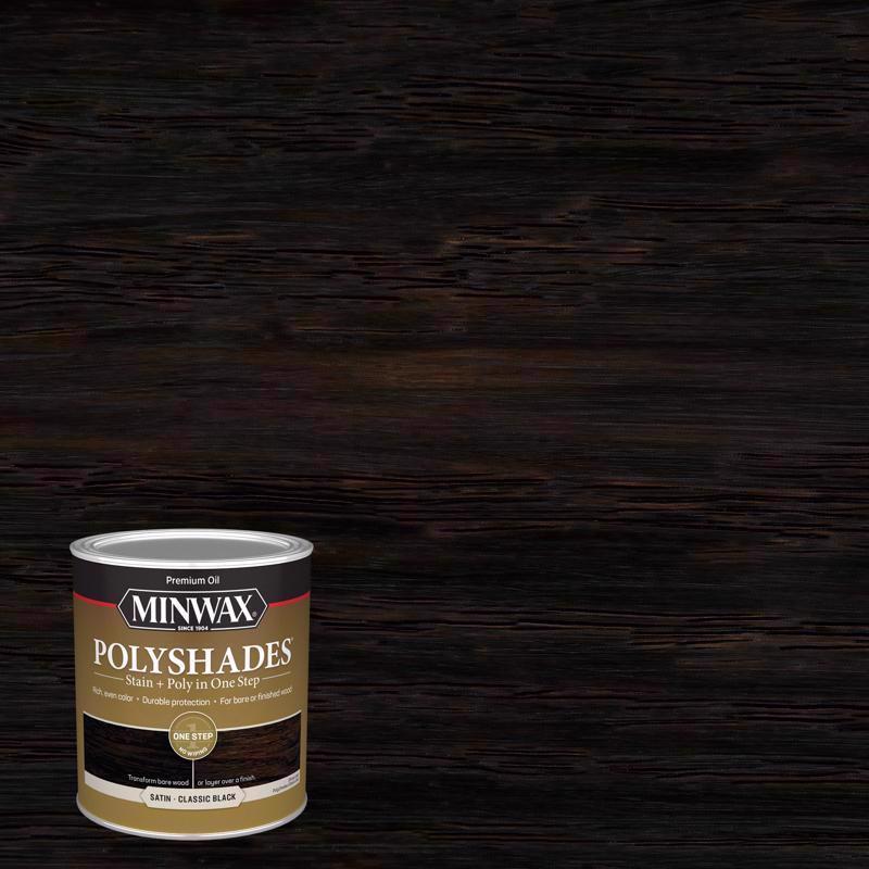MINWAX - Minwax PolyShades Semi-Transparent Satin Classic Black Oil-Based Stain/Polyurethane Finish 1 qt