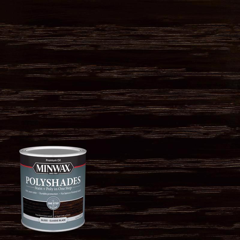 MINWAX - Minwax PolyShades Semi-Transparent Gloss Classic Black Oil-Based Stain/Polyurethane Finish 1 qt