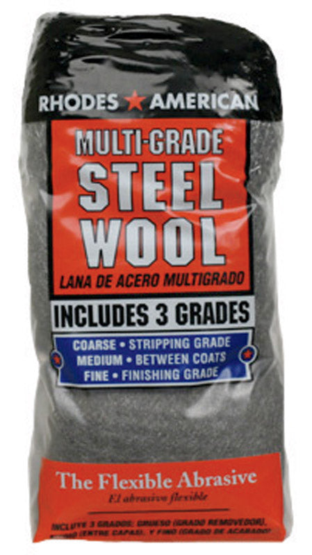 RHODES AMERICAN - Rhodes American 3 Grade Medium/Coarse/Fine Steel Wool Pad 12 pk - Case of 6