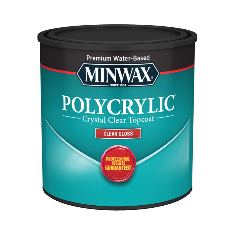 MINWAX - Minwax Polycrylic Gloss Clear Water-Based Polyurethane 0.5 pt - Case of 4
