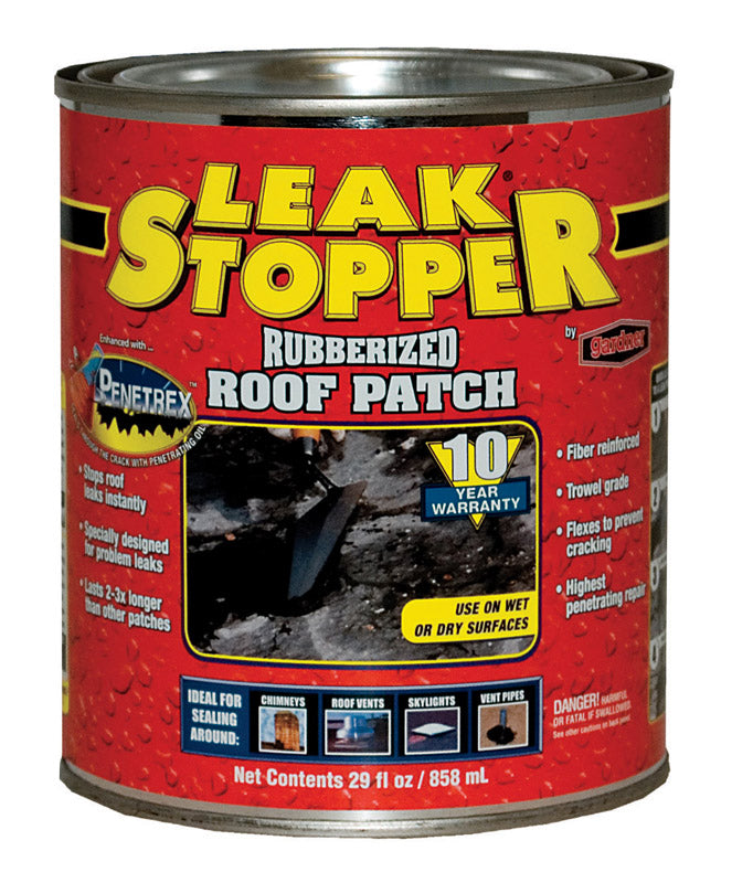 LEAK STOPPER - Leak Stopper Gloss Black Rubber Roof Patch 29 oz - Case of 12