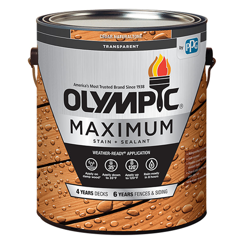OLYMPIC - Olympic Maximum Low Luster Cedar Natural Tone Oil-Based Stain and Sealer 1 gal - Case of 4