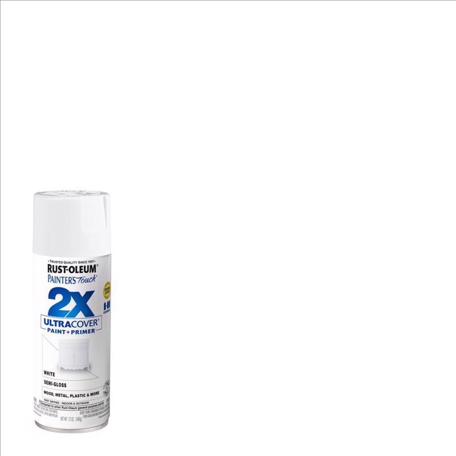 Rust-Oleum Painter's Touch 2X Ultra Cover Semi-Gloss White Spray Paint 12 oz - Case of 6