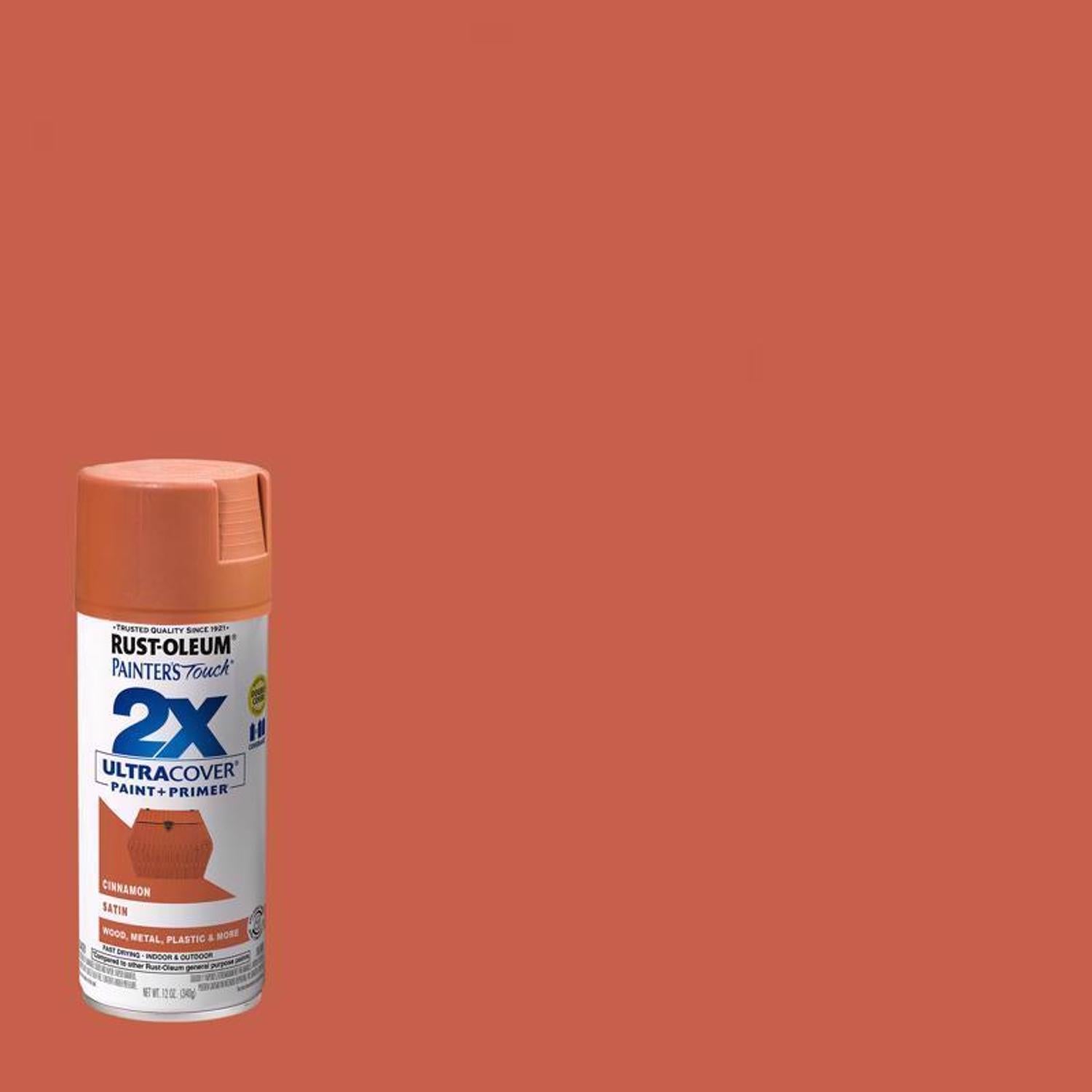 Rust-Oleum Painter's Touch 2X Ultra Cover Satin Cinnamon Paint+Primer Spray Paint 12 oz