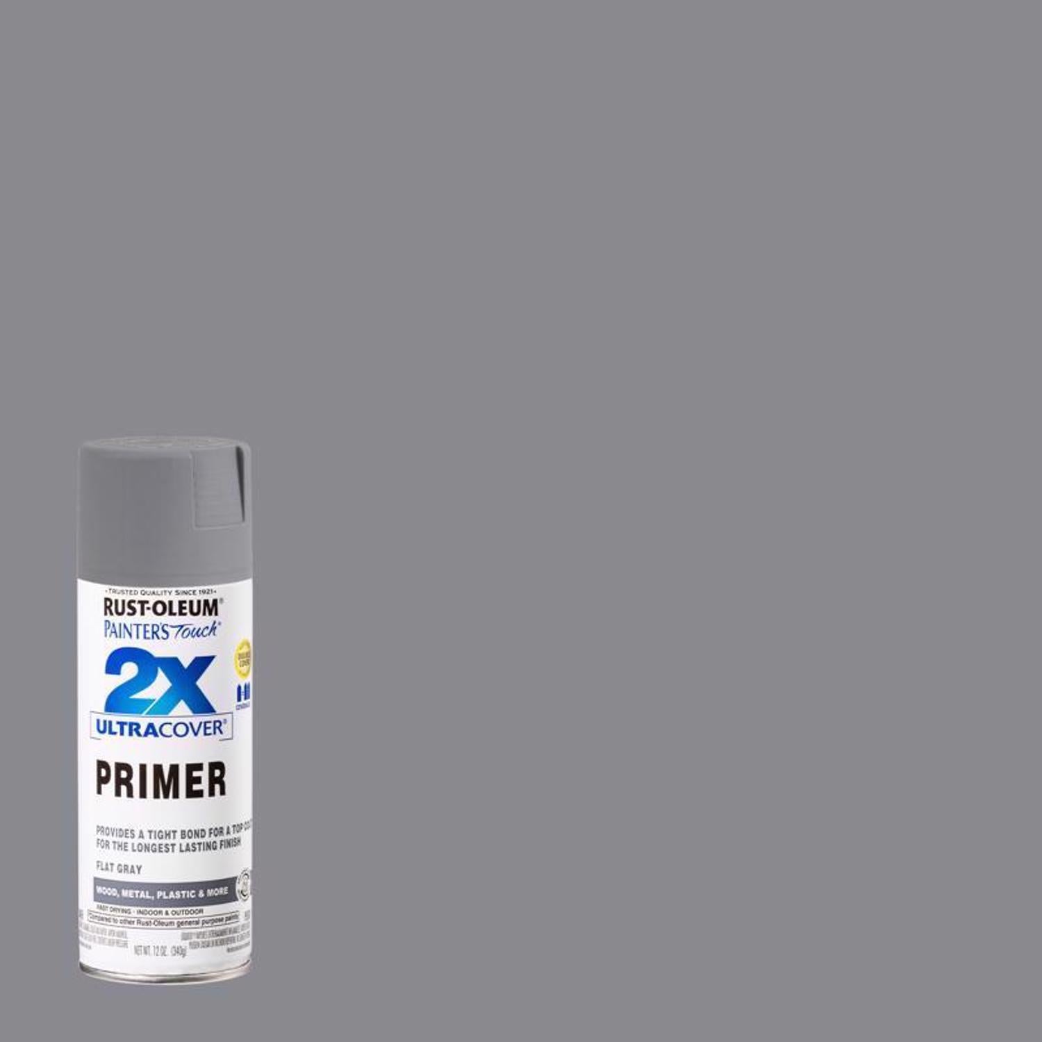 Rust-Oleum Painter's Touch 2X Ultra Cover Flat Gray Paint+Primer Spray Paint 12 oz - Case of 6
