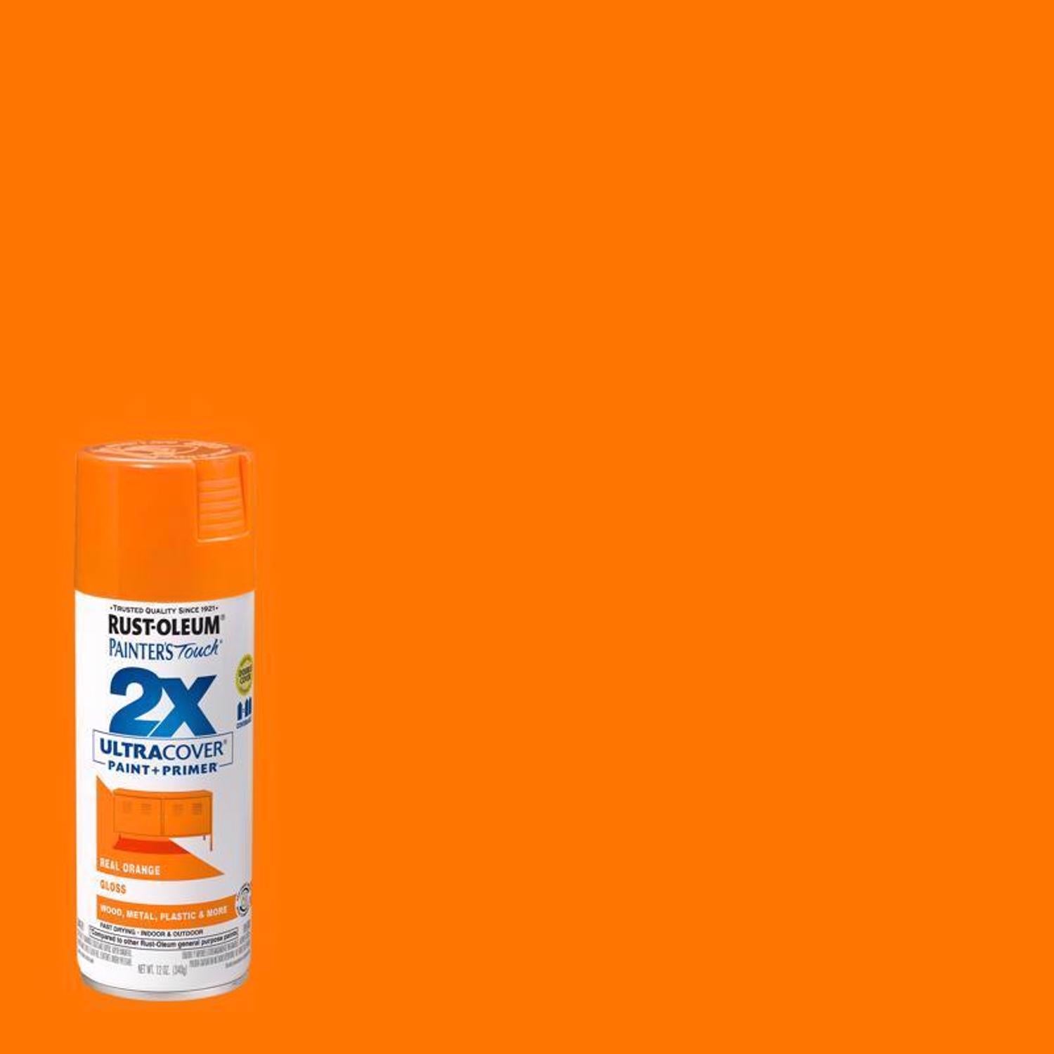 Rust-Oleum Painter's Touch 2X Ultra Cover Gloss Real Orange Paint+Primer Spray Paint 12 oz - Case of 6