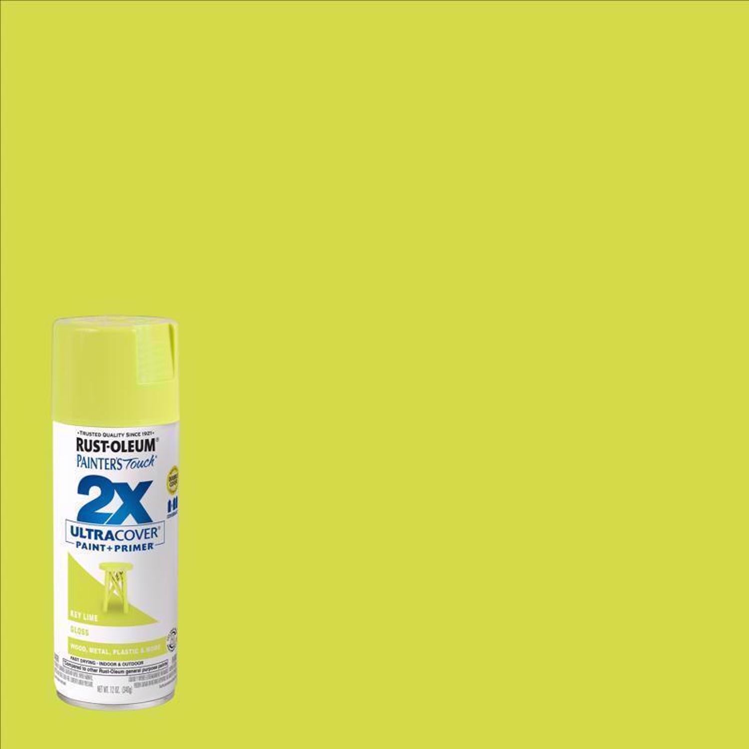 Rust-Oleum Painter's Touch 2X Ultra Cover Gloss Key Lime Paint+Primer Spray Paint 12 oz - Case of 6