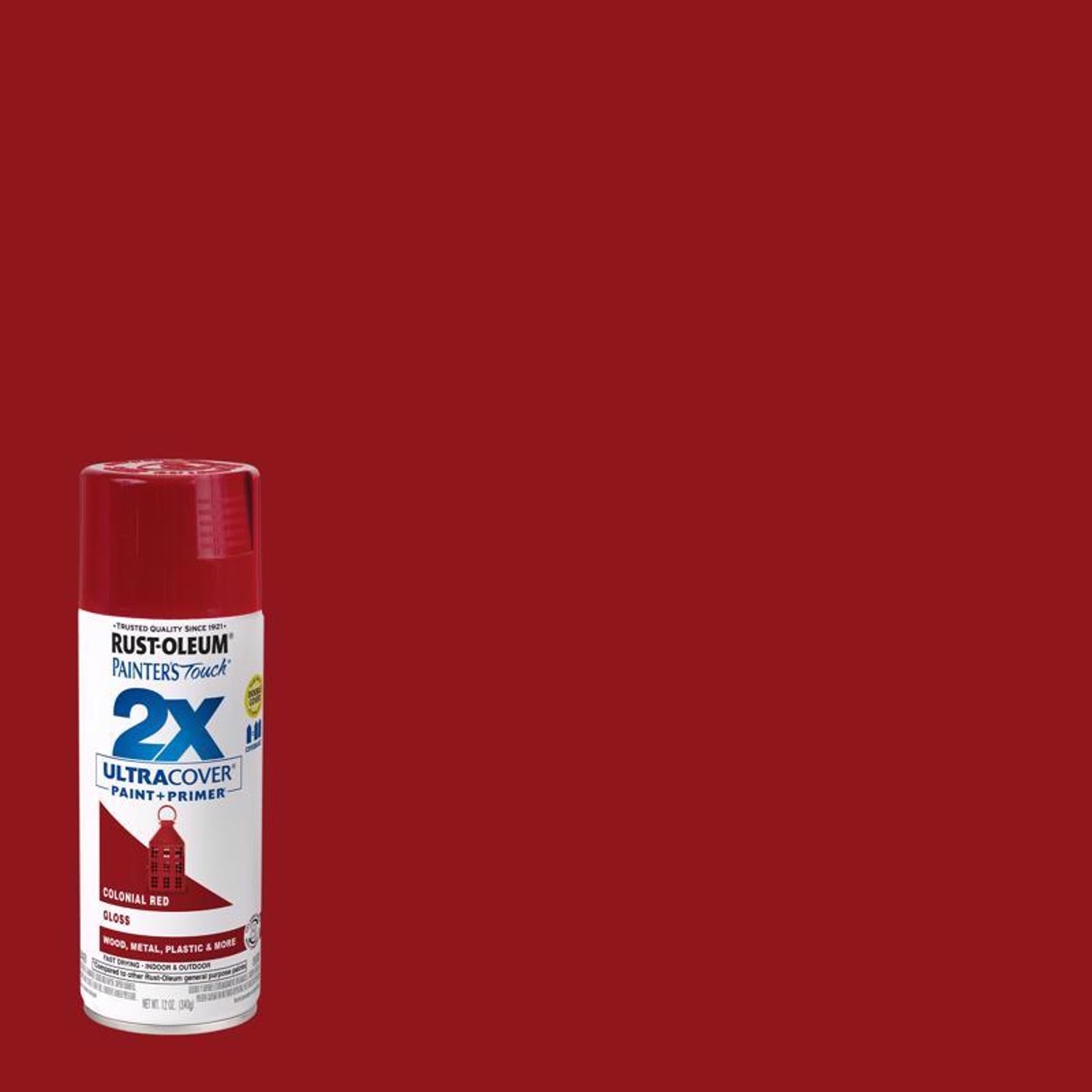 Rust-Oleum Painter's Touch 2X Ultra Cover Gloss Colonial Red Paint+Primer Spray Paint 12 oz - Case of 6