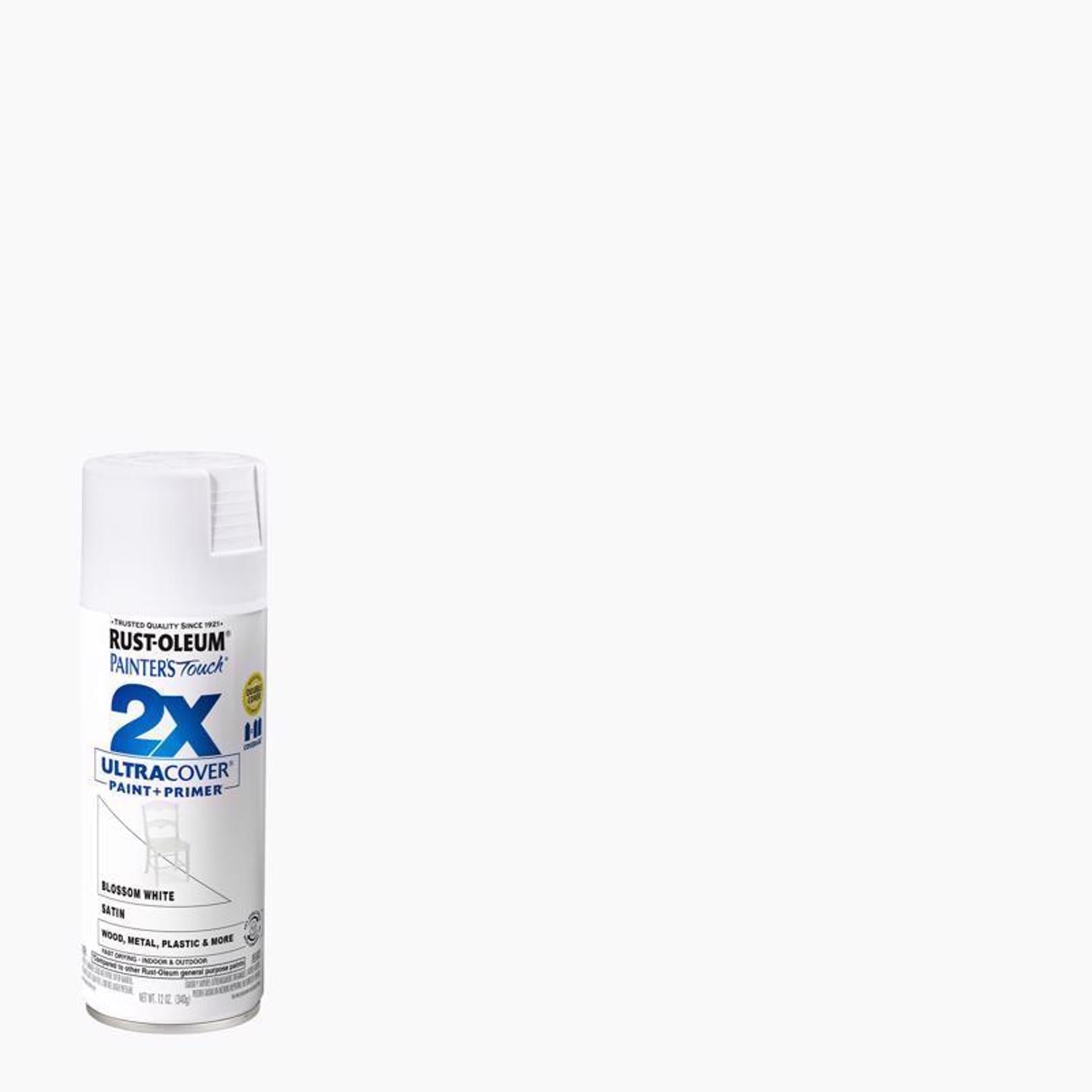 Rust-Oleum Painter's Touch 2X Ultra Cover Satin Blossom White Paint+Primer Spray Paint 12 oz - Case of 6