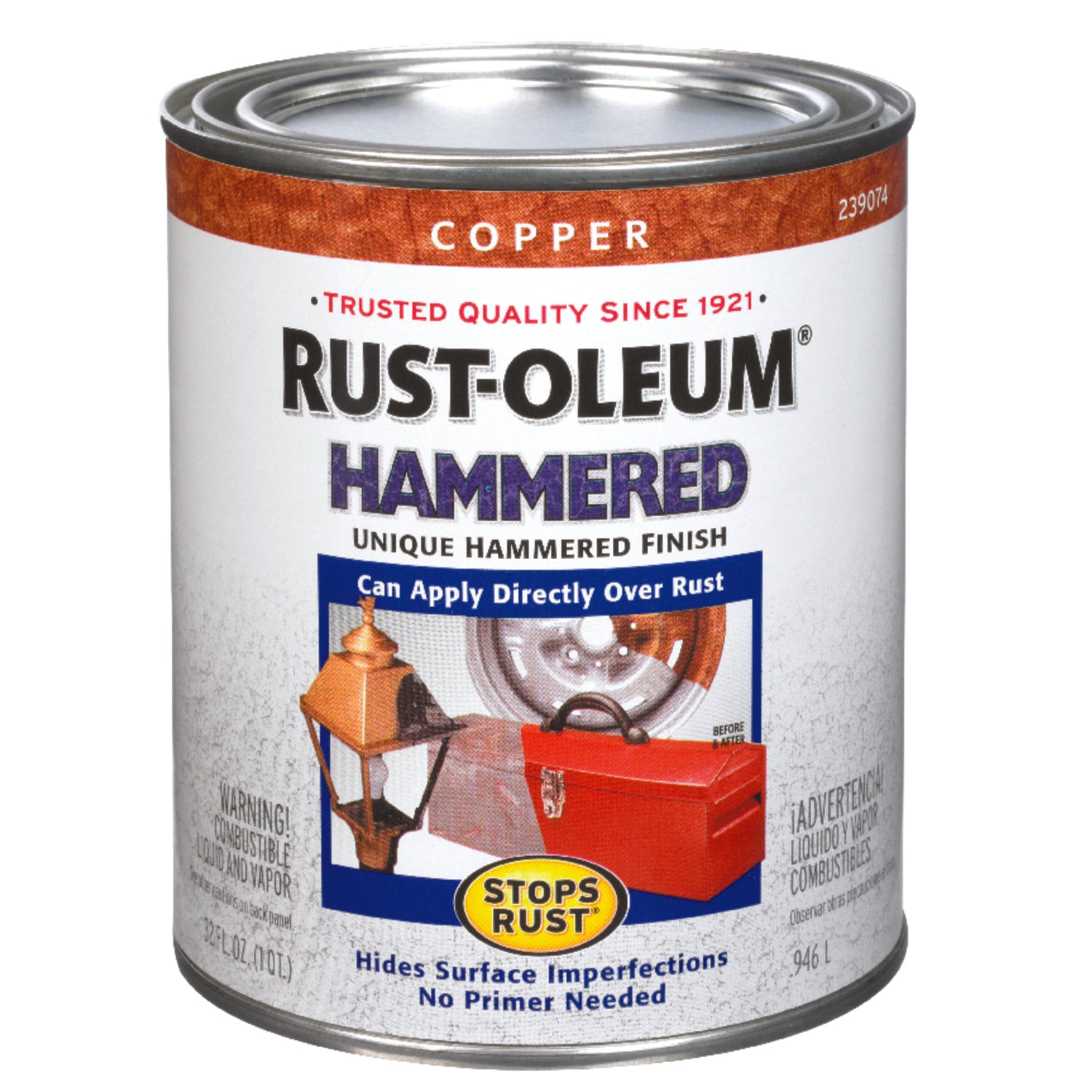 Rust-Oleum Stops Rust Indoor and Outdoor Hammered Copper Protective Paint 1 qt - Case of 2