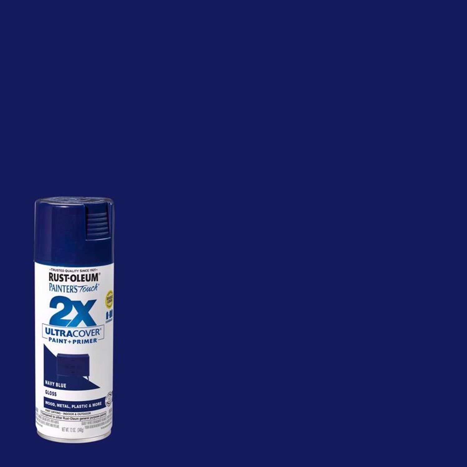 Rust-Oleum Painter's Touch 2X Ultra Cover Gloss Navy Blue Paint+Primer Spray Paint 12 oz - Case of 6