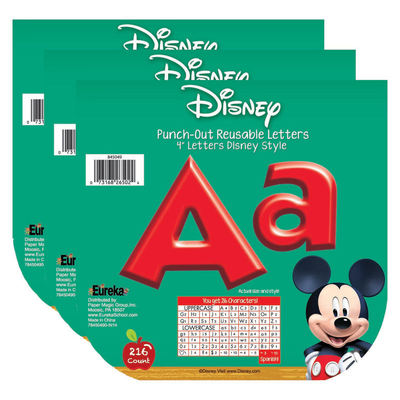 EUREKA - Mickey Mouse Clubhouse® Mickey Red Deco 4" Letters, 216 Per Pack, 3 Packs